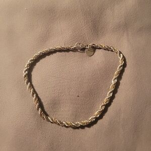 Tiffany And Co 925 And 760 Twisted Rope 7.5" Bracelet Sterling & 18kt Strand